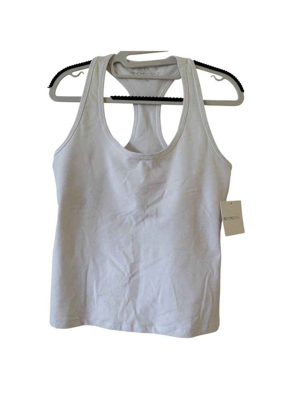 Beyond Yoga Spacedye Step Up Racerback Tank White Shelf Bra Size L